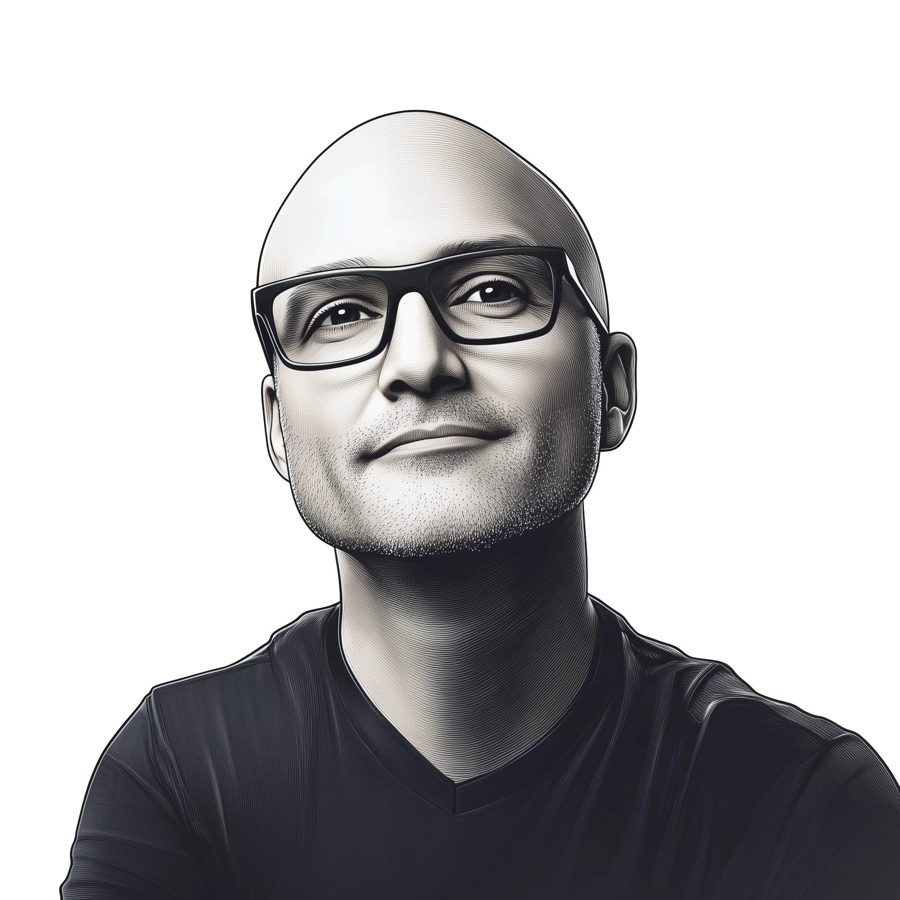 Illustrated portrait of Satya Nadella