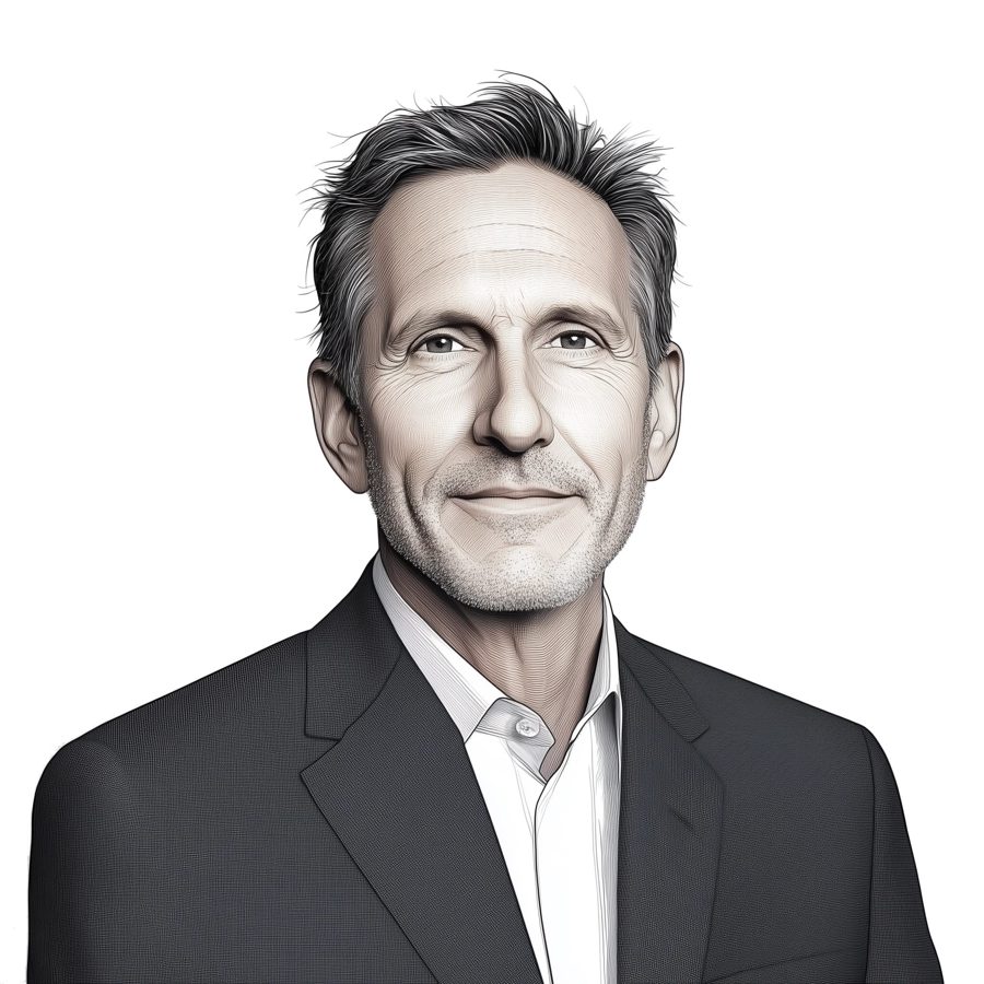 Illustrated portrait of Howard Schultz