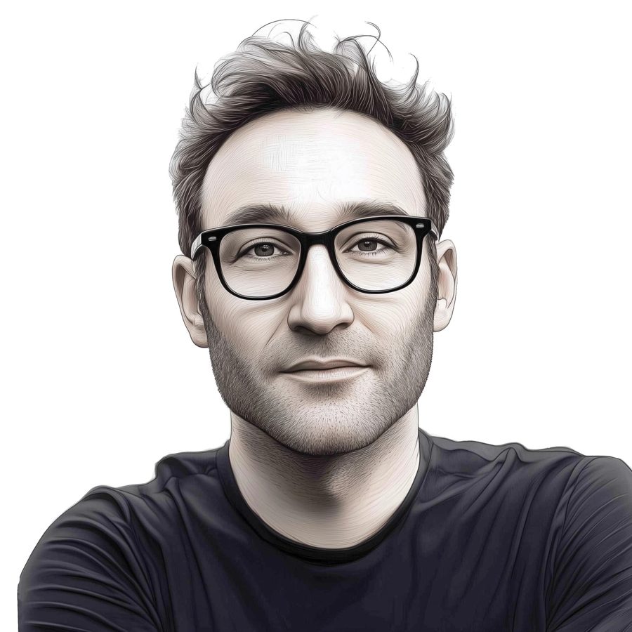 Illustrated portrait of Simon Sinek